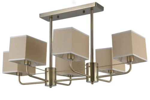 Люстра потолочная 75144/6C ANTIQUE Natali Kovaltseva бежевая на 6 ламп, основание бронзовое в стиле классический фото 2